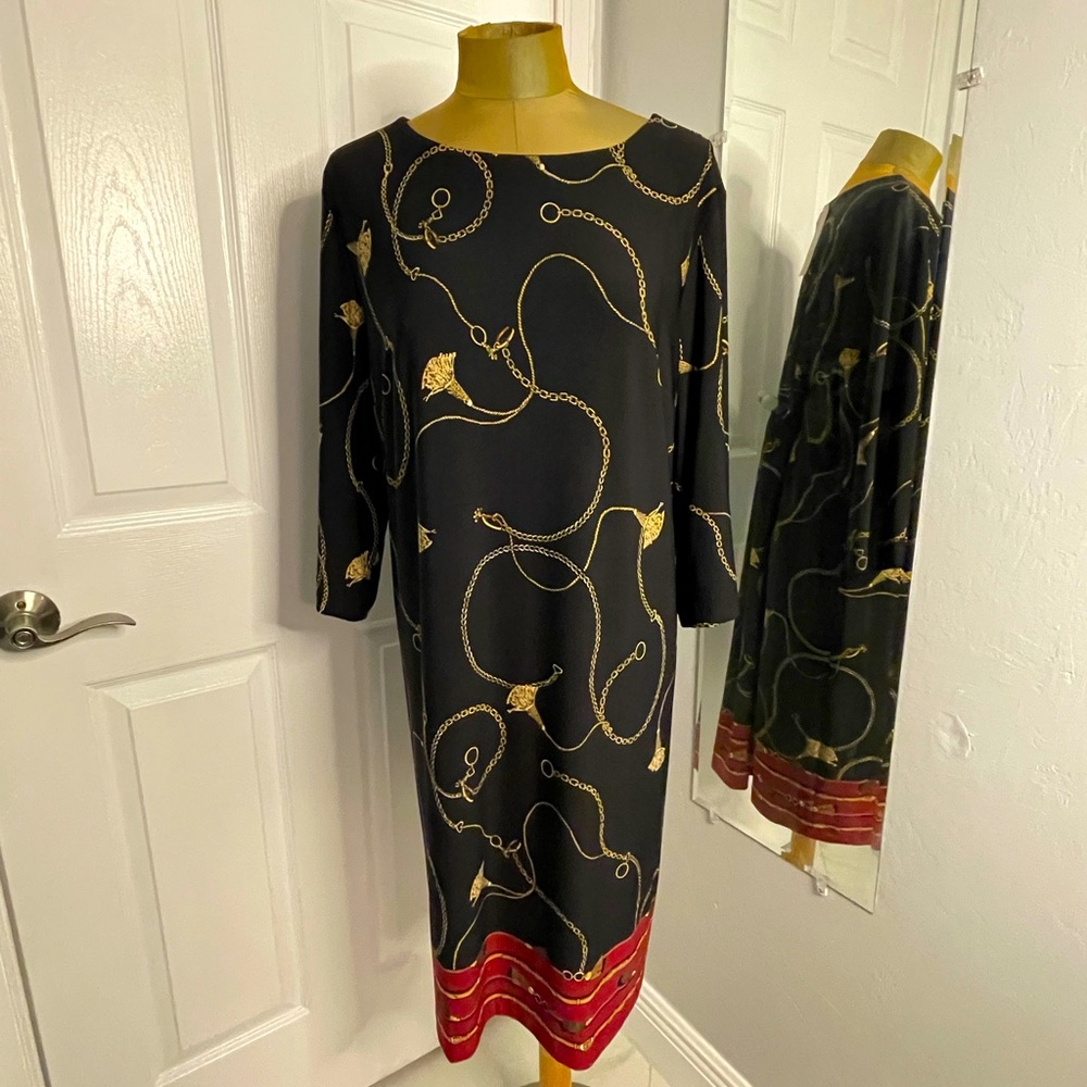 Chico’s (3) Dress / Black, gold/brown burgundy